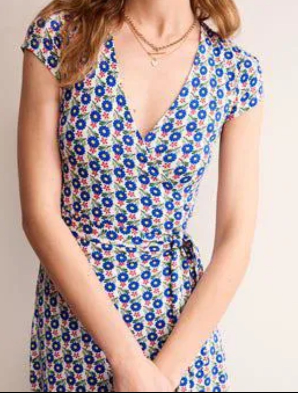 Joanna Cap Sleeve Wrap Dress Blue Floral size 14